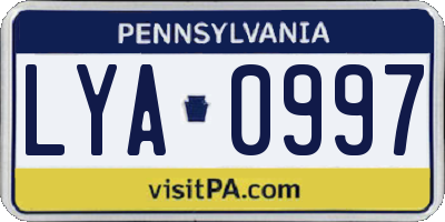 PA license plate LYA0997