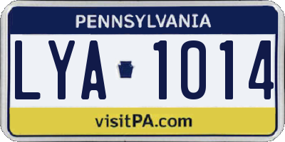 PA license plate LYA1014