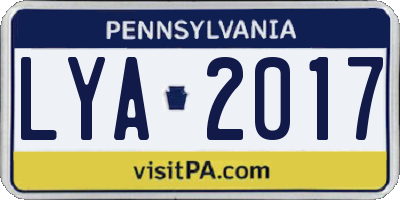 PA license plate LYA2017