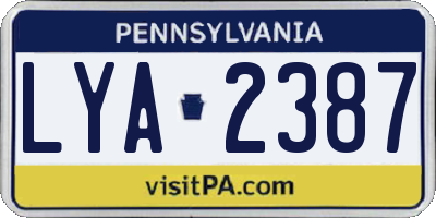 PA license plate LYA2387