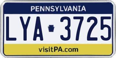 PA license plate LYA3725