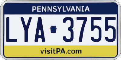 PA license plate LYA3755