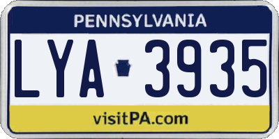 PA license plate LYA3935