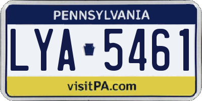 PA license plate LYA5461