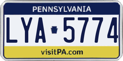 PA license plate LYA5774