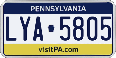 PA license plate LYA5805