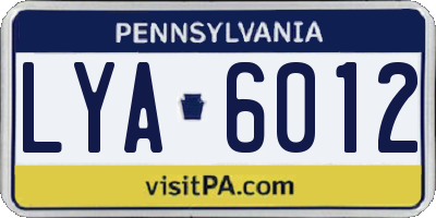 PA license plate LYA6012