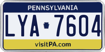 PA license plate LYA7604