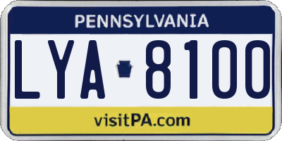PA license plate LYA8100