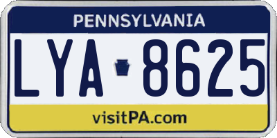 PA license plate LYA8625