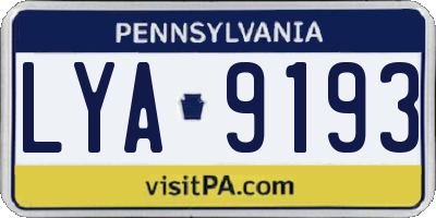 PA license plate LYA9193