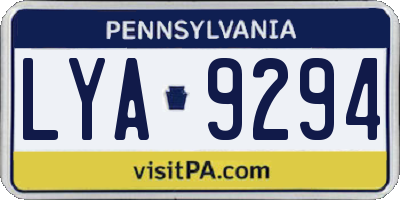 PA license plate LYA9294