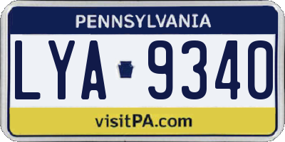 PA license plate LYA9340