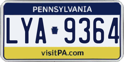 PA license plate LYA9364
