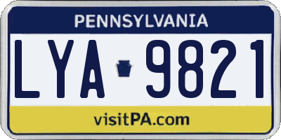 PA license plate LYA9821
