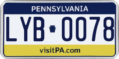PA license plate LYB0078