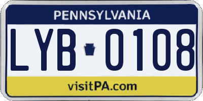 PA license plate LYB0108