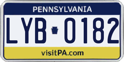 PA license plate LYB0182
