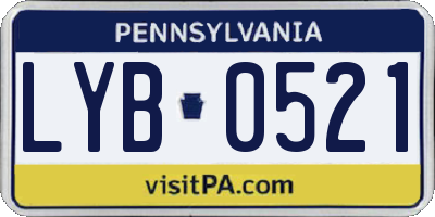 PA license plate LYB0521