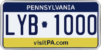 PA license plate LYB1000