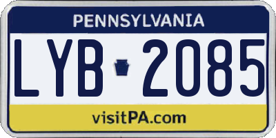 PA license plate LYB2085