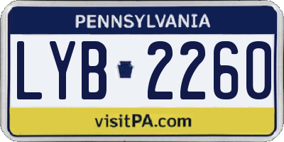 PA license plate LYB2260