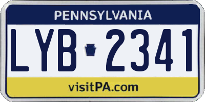 PA license plate LYB2341