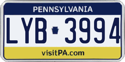 PA license plate LYB3994