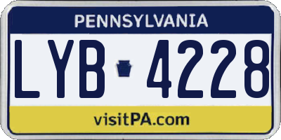 PA license plate LYB4228