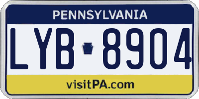 PA license plate LYB8904