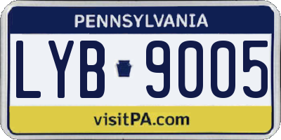 PA license plate LYB9005