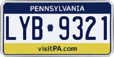 PA license plate LYB9321