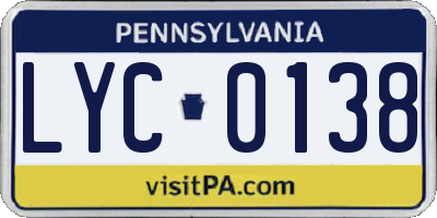 PA license plate LYC0138