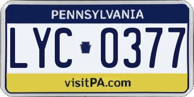 PA license plate LYC0377