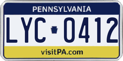PA license plate LYC0412