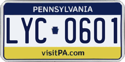 PA license plate LYC0601