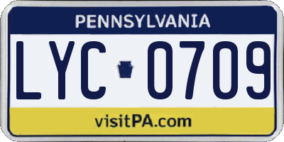 PA license plate LYC0709