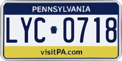 PA license plate LYC0718