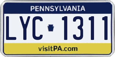 PA license plate LYC1311