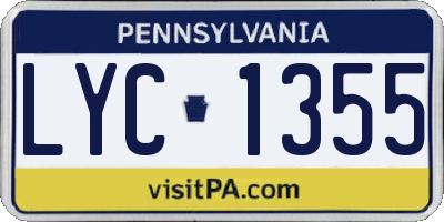 PA license plate LYC1355