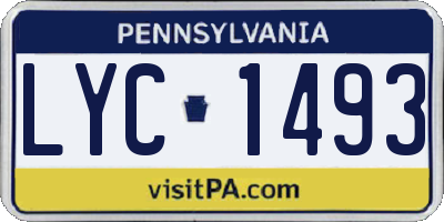 PA license plate LYC1493