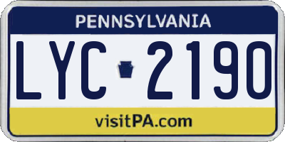 PA license plate LYC2190