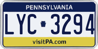 PA license plate LYC3294