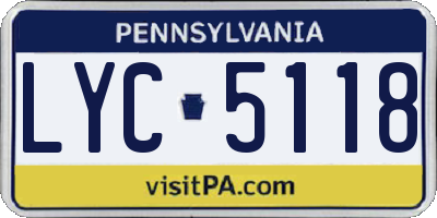 PA license plate LYC5118