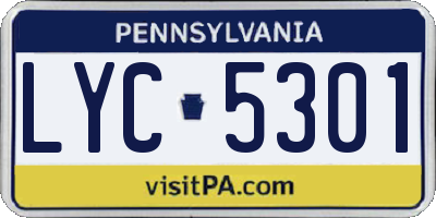 PA license plate LYC5301