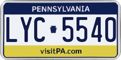 PA license plate LYC5540