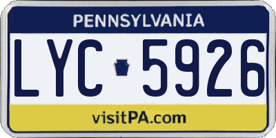 PA license plate LYC5926