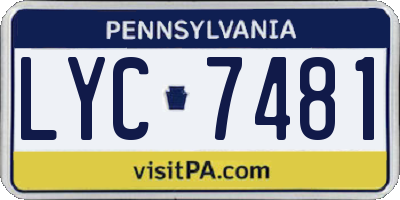 PA license plate LYC7481