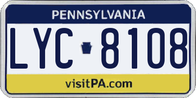 PA license plate LYC8108