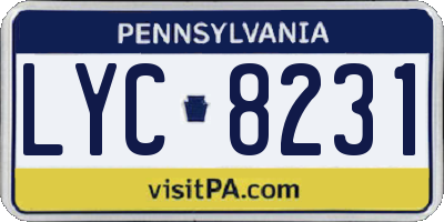 PA license plate LYC8231